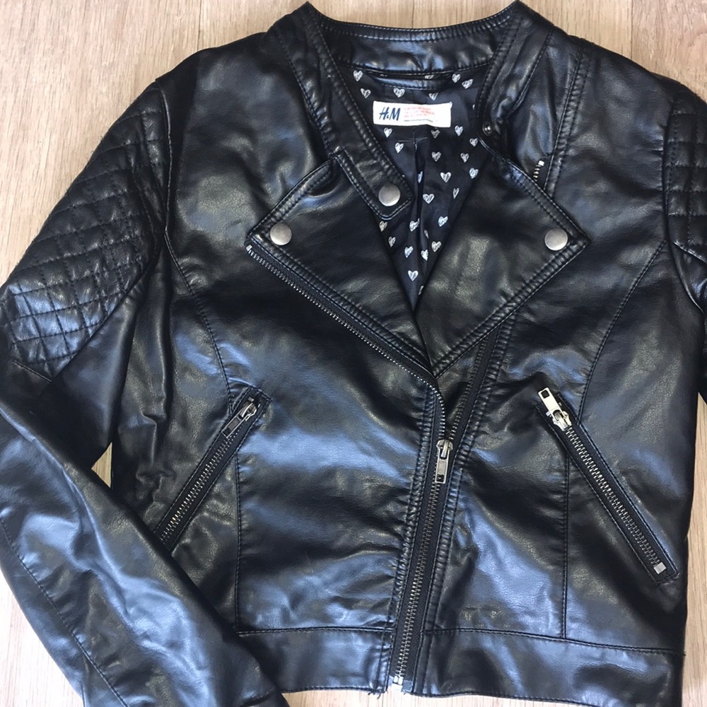 H&M 11-12y vinyl “leather” motorcycle jacket